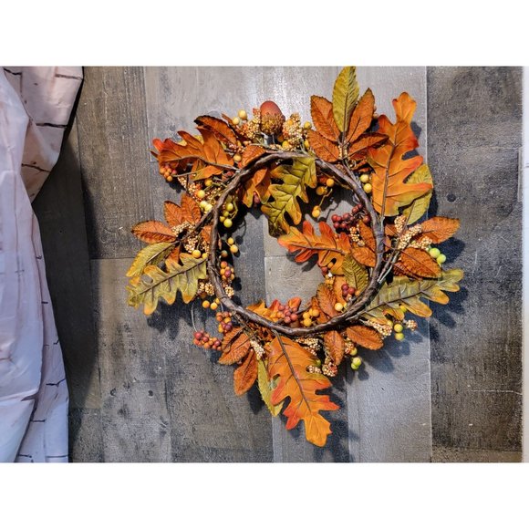 Fall Autumn wreath acorn leaf leaves Thanksgiving decor - Picture 4 of 4